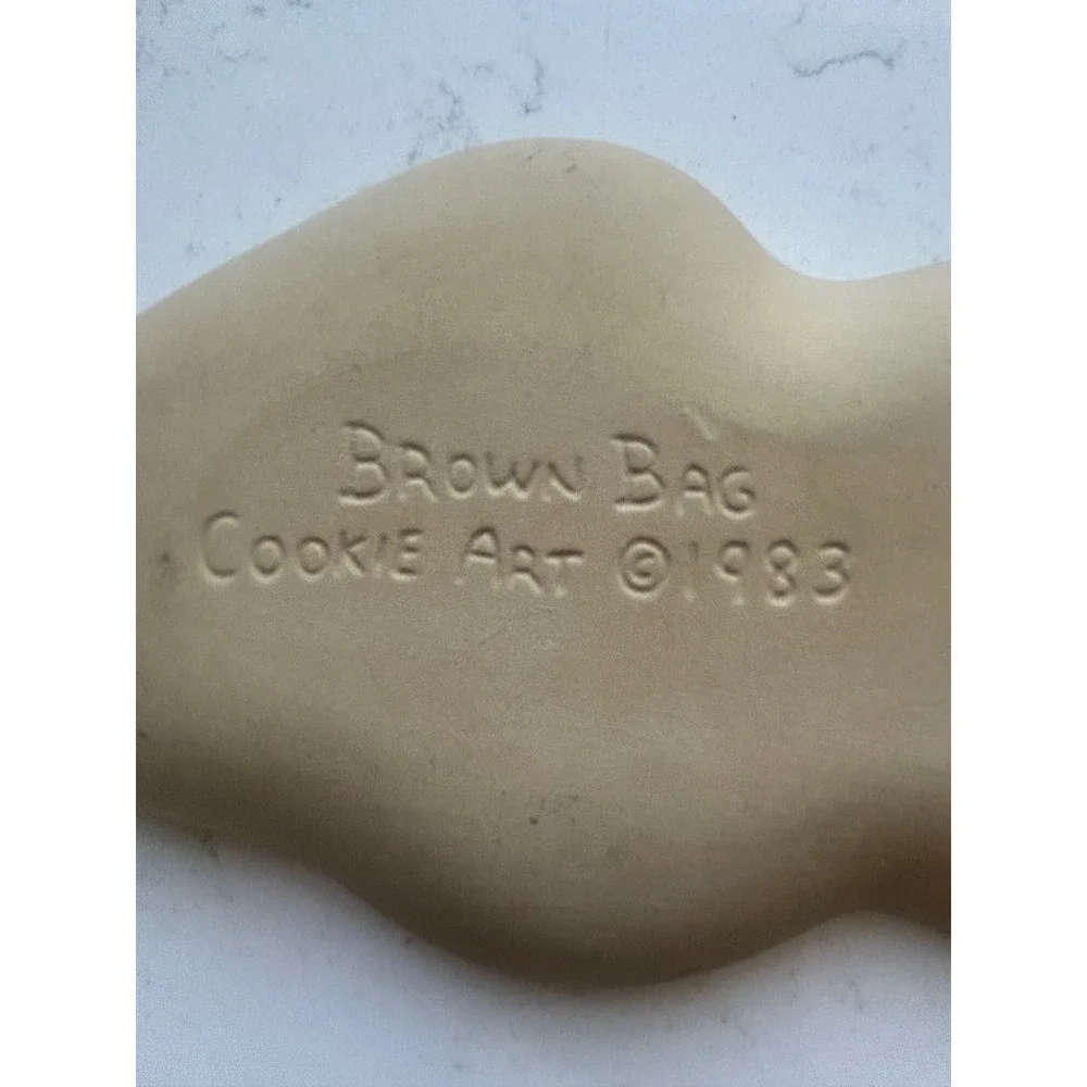 Vintage 1983 Brown Bag Cookie Art Santa‎ Claus Stoneware Cookie Mold Christmas
